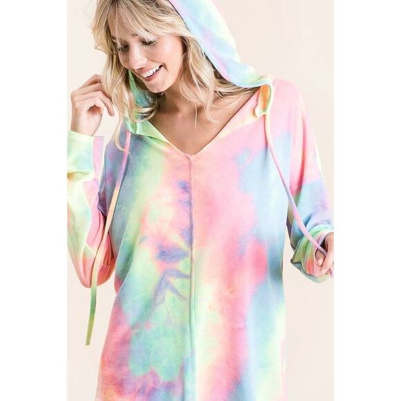 BiBi Tie Dye Terry Long Sleeve Hoodie sz Small - Picture 1 of 15